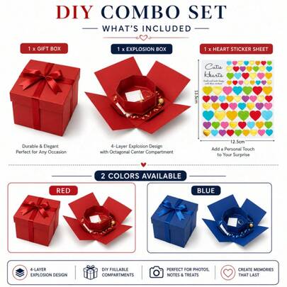 Creative Surprise Box - Multi-Compartment Display Box, Storage Box, Packaging Box - Perfect For DIY Enthusiasts And Beginners. Suitable For Gift Packaging On Birthdays, Valentine's Day, Weddings, Proposals, Christmas, Halloween, Thanksgiving, Etc.