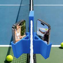 RibasuBB Clamp-On Tennis Net Phone Holder Dual Mount Quick Secure Clip For 2 Smartphones Portable Durable Plastic Recording Mount - Default - View 4