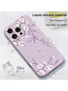 Floral Painted Perforated Purple Painted Minimalist Fashion Creative Anti-Drop Phone Case Compatible With Ip 17/Ip 17pro/Ip 17promax/ IP16/11/16pro/16plus/16promax/16e/15Promax/13/14/12/XS/XR/7G/8P, Compatible With Samsung Galaxy S26/S26PLUS/S26 UltraS25/S25PLUS/S25 Ultra/A16/A36/A26/A56/A50/A12/A32/A52/A72/A51/A21S/A13/A14/S24/S24PLUS/S24Ultra/S20/S23/S22/A53/S20FE/S21/,Anti-Drop Phone Protective Case - Purple - View 3