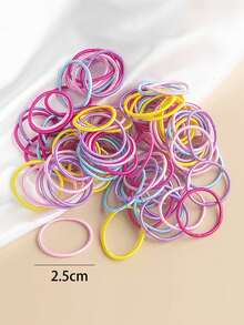 300pcs Colorful & Black Simple Basic Hair Ties, Braiding Bands, Elastic Ponytail Holders, Hair Accessories No Damage For Girls - Multicolor - View 5
