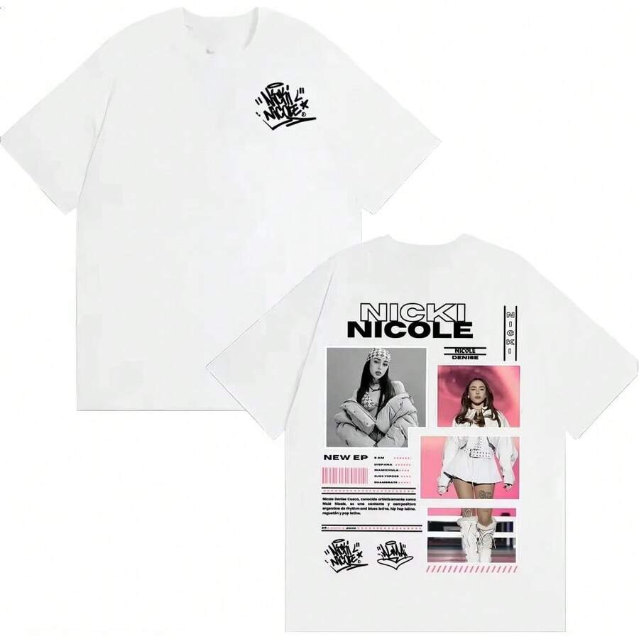 Singer Nicki Nicole Album Tour Merch T-Shirts Men Women Fashion Trending Harajuku T Shirt Summer Tops O-Neck Short-Sleeved Top - White - View 1