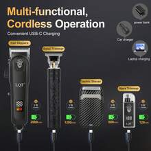 LQT (4pcs/3pcs/2pcs) Multi-Function Home Grooming Kit, Cordless Hair Clipper, Beard Trimmer, Ear & Nose Hair Trimmer & Men's Razor, USB-C Charging, Suitable For Personal Travel, Home And Barber Use, Ideal Men's Gift, Father's Day Gift - View 5