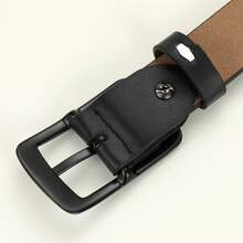 Women Vintage Color Block PU Leather Pin Buckle Belt Four Seasons Daily Wear Jeans Matching Accessory - Black - View 5