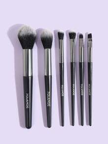 MAANGE Set Kuas Makeup Profesional 6 Buah, Bahan Serat Lembut, Portabel, Termasuk Kuas Bedak, Kuas Perona Pipi, Kuas Kontur, Perlengkapan Perjalanan Penting. Set Kuas Makeup, Kombinasi Kuas Makeup, Set Lengkap Alat Makeup, Set Kuas Makeup, Set Kotak Hadiah Makeup. - Hitam - View 2
