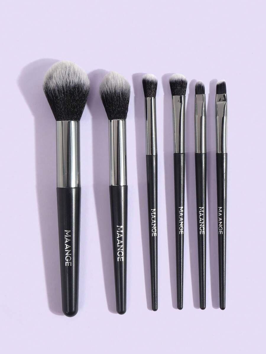 MAANGE Set Kuas Makeup Profesional 6 Buah, Bahan Serat Lembut, Portabel, Termasuk Kuas Bedak, Kuas Perona Pipi, Kuas Kontur, Perlengkapan Perjalanan Penting. Set Kuas Makeup, Kombinasi Kuas Makeup, Set Lengkap Alat Makeup, Set Kuas Makeup, Set Kotak Hadiah Makeup.