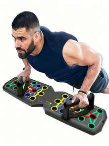 Multifunctional Foldable Fitness Board, Home Workout Push Up Board With Resistance Bands,Workout Fitness Board, Multi-Track Push Up Trainer,Full Body Core Training Equipment For Abs, Arms, Legs, Portable Home Gym Exercise Trainer For Men Women - Multicolor - View 10