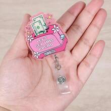 1 pieza Portacredencial retráctil 2D plano "Let's Get This Bread" con tostadora rosa divertida, soporte lindo para identificación médica, clip para etiqueta de nombre para enfermera RN LPN CNA MA, turno nocturno, estudiante de enfermería, médico y trabajador social médico - Multicolor - Ver 2