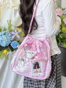 1 buah Tas Ita Gaya Jepang Baru, Modis, Kasual, Lucu, Manis, Motif Polkadot, Tali Serut, Kapasitas Besar, Ringan, Nilon, Multifungsi, Tas Bahu/Selempang/Ransel untuk Anak Perempuan, Belanja Sehari-hari, Bepergian, Pesta, Liburan, Hadiah - MultiWarna - View 5