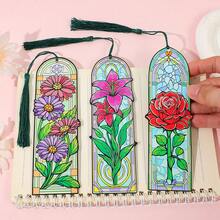 Exquisitely Painted Floral Acrylic Bookmarks, Vintage Arched Window Designs Themed With Daisies, Lilies And Roses For Clipping Reading Pages, Artistic Reading Gifts Ideal For Female Book Lovers And Teachers - One Size Fits All - View 2