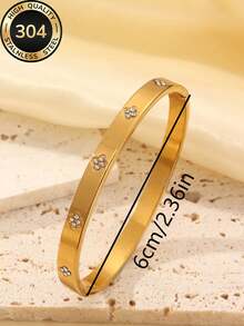 18k Gold Plated Women's Luxury Minimalist Pointed Flower Bracelet & Bangle Set, Stackable, 304 Stainless Steel Long-Lasting Color, Suitable For Daily Commute, Street Shopping, Bar Nightclub Dancing, Birthday Party, Christmas Holiday Gift And Other Occasions - Gold - View 11