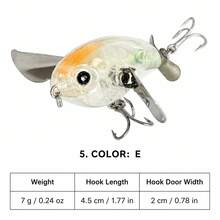 1pc 7g Water Cicada Floating Crawler Lure, Surface Ripple Floating Bass Fishing Hard Bait With Double Hooks, Strong Vibration Attracts Fish - Multicolor - View 11