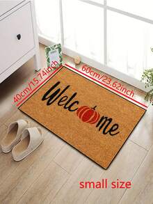 1pc Minimalist Red Pumpkin Welcome Letter Pattern Entryway Door Mat, Fun Minimalist Style Short Plush Quick-Dry Non-Slip Machine Washable Door Mat, Home Decor, Soft Furnishing Decor, Suitable For Kitchen, Bathroom, Dining Room, Entrance Mat, Party, Gathering, All Seasons, Yard Decor - Mustard Yellow - View 11