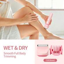 Conduroma 2 In 1 Painless Women Body Hair Trimmer, Wet & Dry Electric Shaver For Bikini Line, Legs, Underarm & Facial Hair, 900mAh Long Runtime Battery, Comes With Adjustable Guide Comb, Silicone Charging Plug And Cleaning Brush. - Upgraded Version - View 5