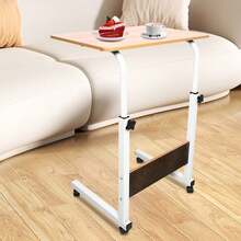 Futchoy Set of Freistehend MDF+Eisen Verstellbarer Laptop-Schreibtisch, Mobiler Computer-Ständer Mit Rädern, Freistehender Computer-Schreibtisch Oder Mit Über Sofa, Bett, Auf Dem Boden Oder Anderswo Während Der Verwendung Von Notebook, Lesen, Schreiben, Essen Oder Zeichnen Fur Verwendung als Schreibtisch, Schreibtisch, Studiertisch, Werkbank, Esstisch - A - Übersicht 4