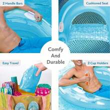 1pc Inflatable Water Sofa, Solid Color Minimalist Style, With Cup Holder, Handle Design, PVC Material, Suitable For Water, Swimming Pool, Beach Theme Party, Water Resting Seat, Inflatable Float, Air Pump Required - Multicolor - View 8