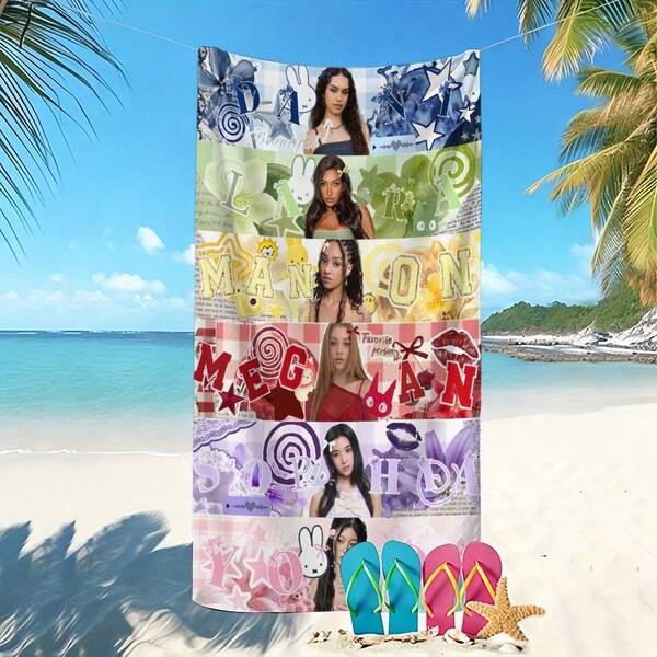 1pc Casual Beach Towel, This Beach Towel Features A Printed Pattern Design, Made Of Ultra-Soft Microfiber, Durable And Quick-Drying, Perfect For Use At The Beach, Pool Or Leisure Center. It Has Sand-Proof And Sun-Protection Functions, Lightweight And Comfortable, An Ideal Choice For Surfing, Swimming And Yoga Activities.
