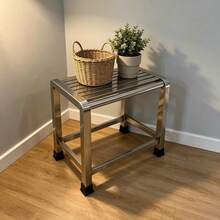 Stainless Steel 201 Outdoor Small Stool Storage Rack Plant Stand Suitable For Living Room Bedroom Outdoor Multi-Functional Multi-Scenario Practical Material Weighted Thickened - Silver - View 3