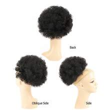 Super Fluffy Hair Tie 4-8 Inch Afro Fluffy Drawstring Ponytail For Girls Children Small Size Synthetic Hair Bun Curly Hair Scrunchie Bun - Black - View 9