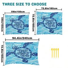 1pc Extra Large Blue Mandala Turtle Sand-Proof Quick-Dry Beach Towel Mat, Suitable For 1-3 Adults - Lightweight, Durable Polyester Fabric - Perfect For Travel, Camping, Hiking And Leisure Beach Time, Beach Mat, Picnic Mat, Camping Ground Cover - Multicolor - View 3