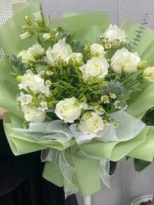 防水純色花束包裝紙，優雅花店包裝紙，20張/包 - 海松綠 - 查看 3