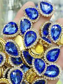 10/50/100/200pcs Shiny Teardrop Rhinestone Buttons, Multi-Color Crystal Gemstone Decor With Gold Frame, Flat Back Sew-On Rhinestones, Suitable For DIY Clothing, Halloween Decor, Jewelry Making, Hair Accessories, Wedding Dress, Christmas Home Decor - A - View 19