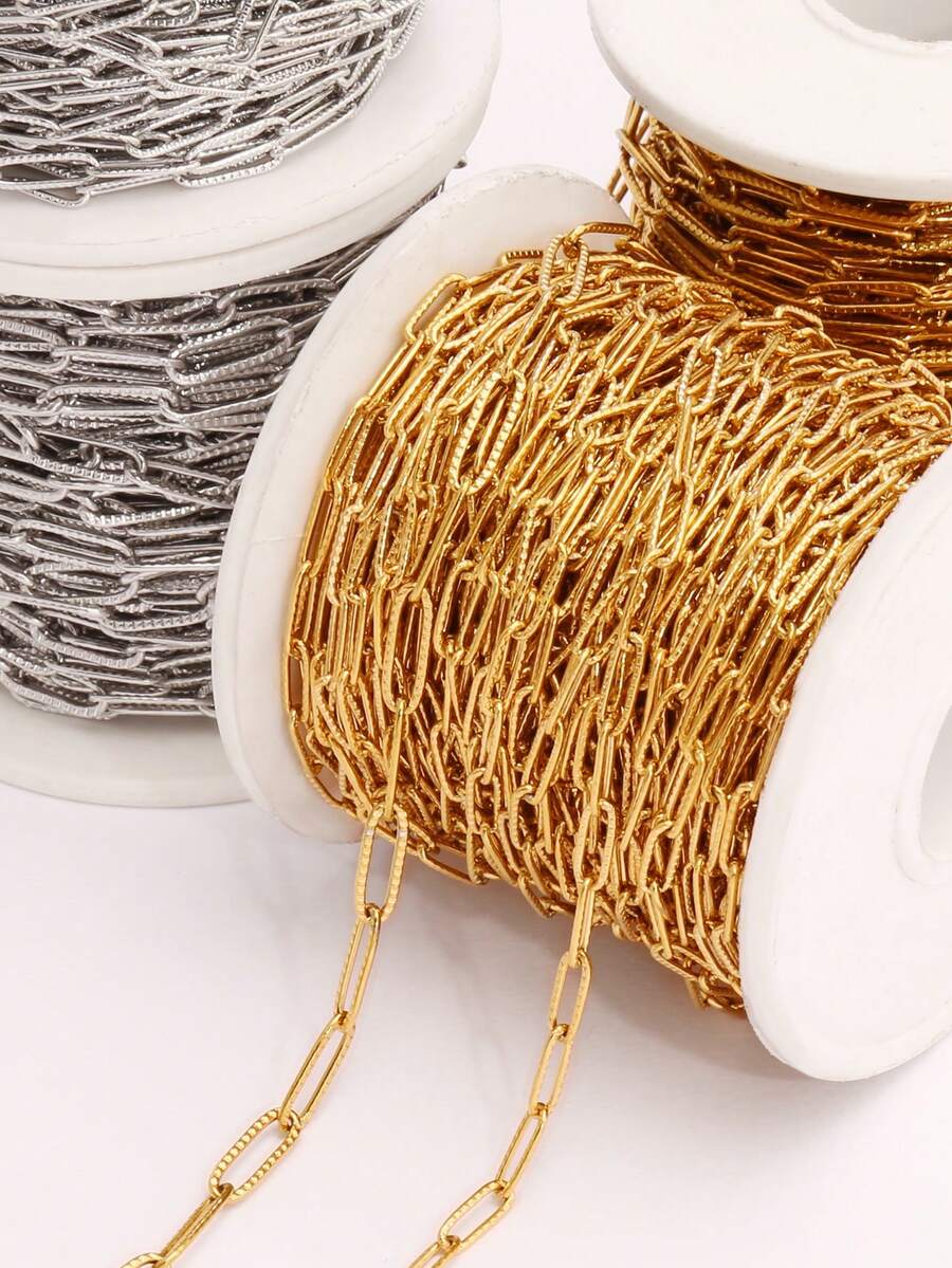 100cm Stainless Steel No Fade Chain Findings Geometric Embossing Hollow Oval Chains For Jewelry Making DIY Accessories - DIY Chain - View 1