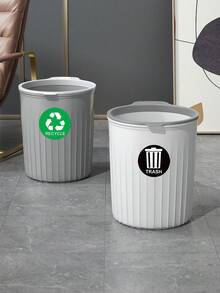 1 Set And Non- Waste Bin Classification Stickers, Waterproof Self-Adhesive Material, Suitable For Indoor And Outdoor Use, Applicable For Home, Community Property Waste Bins, Used For Waste Disposal, Dumping And Classification Reminder Labels - Multicolor - View 1