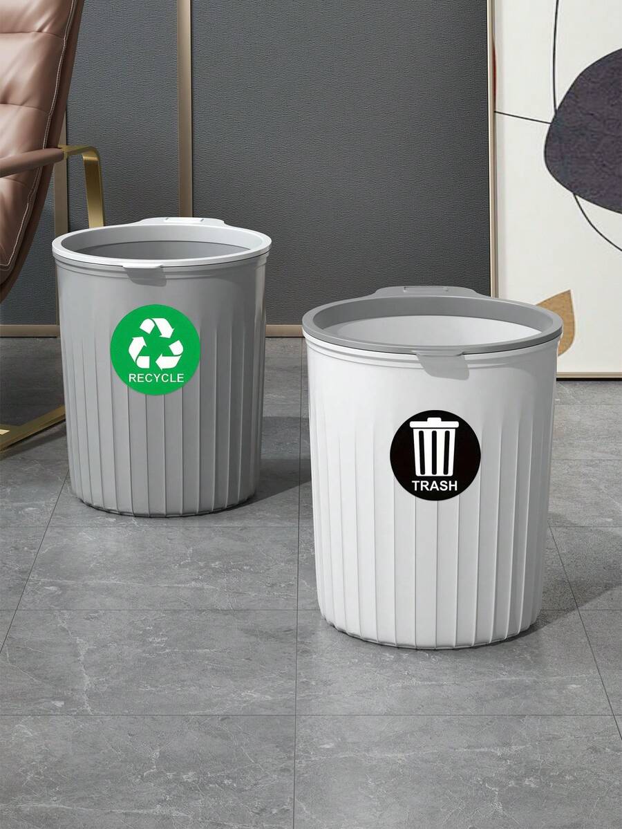1 Set And Non- Waste Bin Classification Stickers, Waterproof Self-Adhesive Material, Suitable For Indoor And Outdoor Use, Applicable For Home, Community Property Waste Bins, Used For Waste Disposal, Dumping And Classification Reminder Labels - Multicolor - View 1