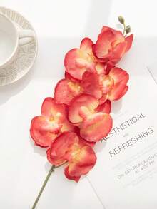 1/5/60pcs White Artificial Phalaenopsis Orchid, 8 Flower Heads, Silk-Like Faux Orchid, Suitable For Living Room, Home Garden, Wedding, Party Decoration, DIY Wreath, Birthday Gift, Autumn Artificial Flower Decor, Gift For Girlfriend Or Women - Orange - View 7