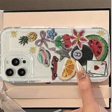 惡魔之眼珠飾圖案印花透明手機殼，水果與花卉幸運符圖案印花防震保護殼，相容 iPhone 13/11/17/17 Pro，相容 Galaxy/A54/A14/A12/A13，防水防震耐刮耐用，夏季禮物派對 - 彩色 - 查看 5