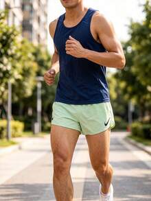 Nike AeroSwift Solid Color Logo Elastic Waist Casual Athletic Shorts, Men's, Green And Yellow - Green - View 1