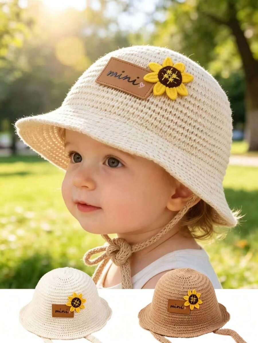 1 chiếc mũ chống nắng vành rộng mùa hè cho trẻ em, họa tiết nhỏ, mũ chống nắng cho bé khi đi biển và hoạt động ngoài trời, unisex. - 1PC - Xem 1