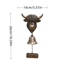Vintage Country Highland Cow Welcome Hanging Bell, Handcrafted Wall Mount Entry Doorbell.Bright Clear Sound, Ideal Hanging Ornament For Backyard, Porch And Ranch Home Gifting - Bronze - View 4