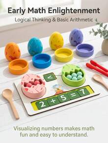 Wooden Dinosaur Egg Math Toy, Montessori Counting Game, Color Sorting, Fine Motor Skill Development, Suitable For 2-5 Years Old Toddlers, Kindergarten Educational Gift - Multicolor - View 7