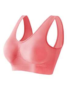 3pcs Women Sports Bra Set, Plus Size Solid Color Seamless Padless Multifunctional Sports Bra - Multicolor - View 3