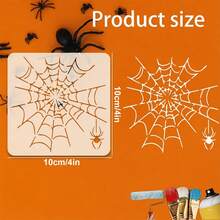 8pcs Spider & Web Pattern Stencils - Reusable DIY Painting Templates, Suitable For Halloween Decor, Art Projects, Wall Carving, Handmade Design, Fabric Printing & Home Decoration - Halloween - View 3