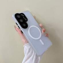 適用於 Galaxy S26Ultra S25Ultra S24Ultra S23Ultra A56 A16 A17 A36 A26 A16 A37 A57 S24 S23FE Plus A55 A35 A54 A15 S25 S24 S23 及其他機型的頂級磨砂親膚手機殼，全方位相機保護、內建鏡頭膜、柔軟觸感、防指紋、支援無線充電與防震設計 - 白色 - 查看 6