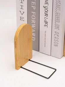 4pcs/2pcs/1pcWooden Book Stand Paired With A Black Metal Base Suitable For Book Organization, Office Storage, And Home Decoration It Is Also Suitable As A Holiday Gift For Book Lovers - Multicolor - View 9