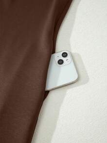 Acelitt Brown Casual Straight Mid-Length Dress, Women's Round Neck Short Sleeve Side Slit T-Shirt Dress, Suitable For Daily Wear Elegant Summer - Brown - View 8