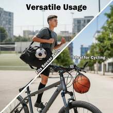 Tas Jaring Bola Olahraga dengan Pengait, Tas Jaring Serut Portabel untuk Bola Basket, Tas Penyimpanan Bola Olahraga Luar Ruangan dengan Pengait dan Kantong Resleting, Tas Ringan untuk Bola Basket, Sepak Bola, Bola Voli, Rugby - MultiWarna - View 5