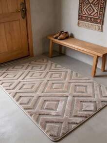 1 pieza Alfombra con patrón geométrico marrón, estilo minimalista, sensación premium, alfombra engrosada, alfombra gruesa, alfombra de felpa, alfombra de otoño/invierno, alfombra engrosada, alfombra decorativa, decoración de dormitorio, alfombra pequeña, alfombra, decoración del hogar, alfombra de sala de estar, alfombra pequeña de sala de estar, alfombra de dormitorio, decoración del hogar de sala de estar, alfombra para exteriores, alfombra lavable - Multicolor - Ver 6