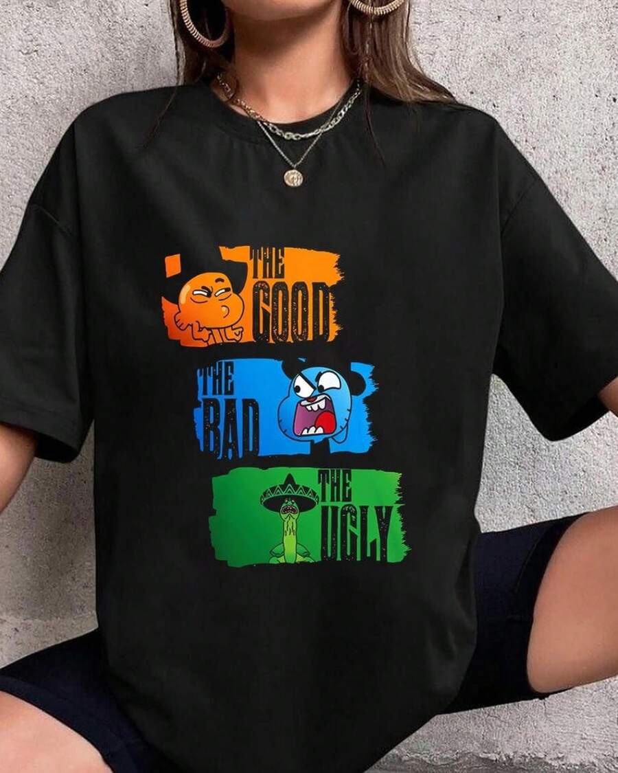 The A-mazing World of Gumball Funny Vintage Cartoon T-Shirt  Fan Apparel,regalos para el día del padre, blusas, ropa niño, playeras de mujer - Negro - Ver 1