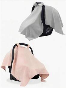 1pc Baby Solid Color Basket Cover, Solid Color Gauze Baby Car Seat Sunshade, Adjustable Quick-Release Multi-Function Soft Baby Stroller Cover, Essential Outdoor Baby Item, Perfect Gift For Baby! - Multicolor - View 4