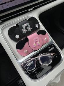 1pc Sparkling Star & Music Note Car Sun Visor Fashion Glasses Holder Clip, Car Interior Fashion Glasses Storage Clip, Driver Side Fashion Glasses Clip, Star & Music Note Strawberry Design Car Glasses Holder, Multi-Functional Glasses Clip & Ticket Holder, Creative Car Sun Visor Glasses Holder, Car Interior Accessories Car Glasses Clip - A - View 1