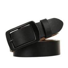 Women Vintage Color Block PU Leather Pin Buckle Belt Four Seasons Daily Wear Jeans Matching Accessory - Black - View 8