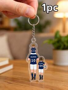 Personalisierter Weltcup Fußball Familien Acryl Schlüsselanhänger, 1/3/5 Stücke, individueller Name & Trikotnummer, 2,5/3 Zoll, 2-5 Familienmitglieder, herzliches Erinnerungsgeschenk für Fußballfans, idealer Vatertag & Weltcup Souvenir - Verschiedenfarbig - Übersicht 20