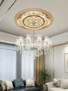 2 Pcs/Set Creative Ceiling Pendant Light Decorative Wall Stickers, High-End Hotel Lobby Ceiling & Floor Round Mosaic Stickers, 3 Sizes Available - 2pcs - View 7