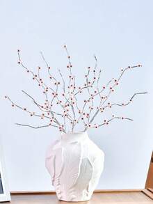 1 Peça Ramo de Flor Artificial com Pérola Falsa Prateada Cintilante, Estame de Strass Vermelho Elegante, Flor de Simulação, Buquê de Presente para Feriados, Adequado para Decoração de Casamento, Banquete, Decoração de Mesa Interna, Enchimento de Vaso - Prata - Visão 1