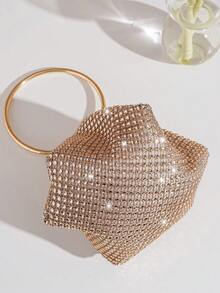 European And American Style Fashion Elegant Evening Bag Mini Mine Bag With Rhinestone Decoration Handbag - Champagne - View 6