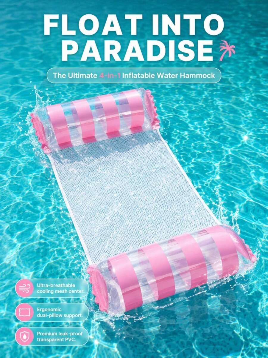 Inflatable Swimming Pool Float, Adult Water Hammock, Swimming Raft Lounge Chair, 4-In-1 Multifunctional Swimming Pool Float Toy, Adult Swimming Lake, Beach Swimming Pool Gift, Water Fun, Pool Float, Essential For Summer Travel, Easy To Carry - Multicolor - View 1